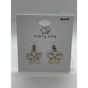 For$20 Ivory Ella Silver Flower Drop Earrings